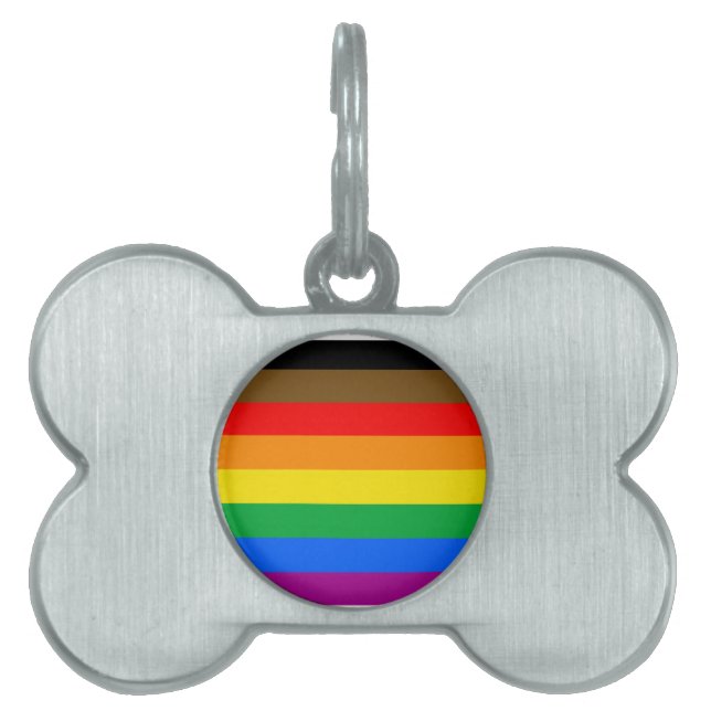 Placa Para Mascotas Bandera del Orgullo Arcoíris de Filadelfia (Frente)