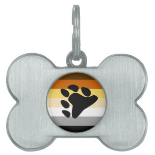 Placa Para Mascotas Bandera del Orgullo del Oso con Paw