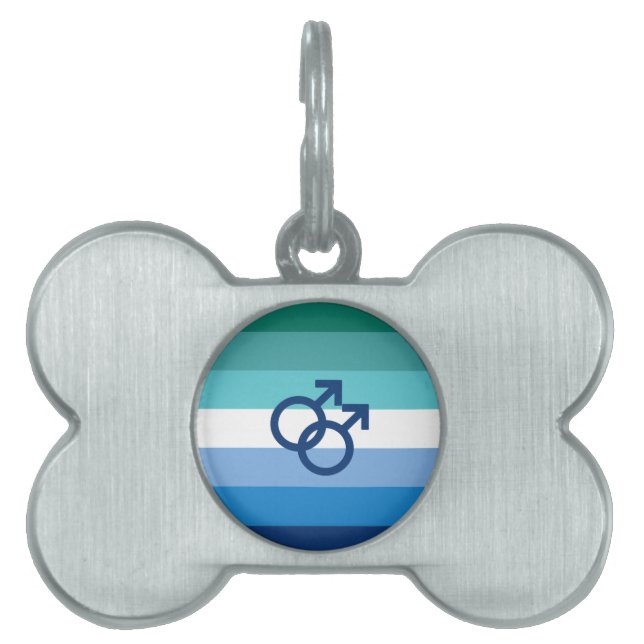 Placa Para Mascotas Bandera del Orgullo Gay Masculino MLM (Frente)