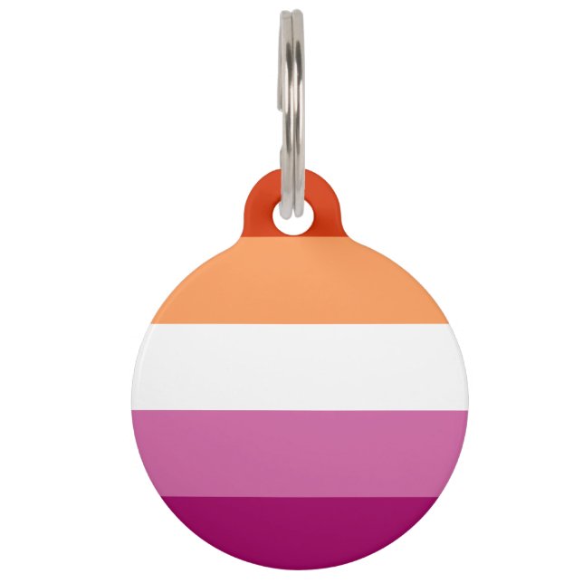 Placa Para Mascotas Bandera del Orgullo Lesbiano LGBTQ (Anverso)