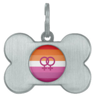 Placa Para Mascotas Bandera del Orgullo Lesbiano WLW