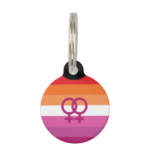 Placa Para Mascotas Bandera del Orgullo Lesbiano WLW