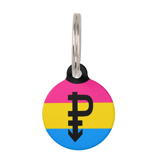 Placa Para Mascotas Bandera del Orgullo Pansexual (Anverso)