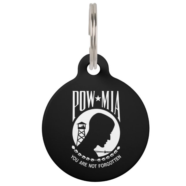 Placa Para Mascotas Bandera del POW MIA: Soldados desaparecidos en la  (Anverso)