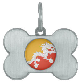 Placa Para Mascotas Bandera del Reino de Bután, fuego de dragón