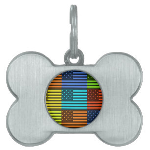 Placa Para Mascotas Bandera divertida de Estados Unidos