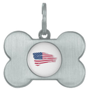 Placa Para Mascotas Bandera estadounidense desgastada