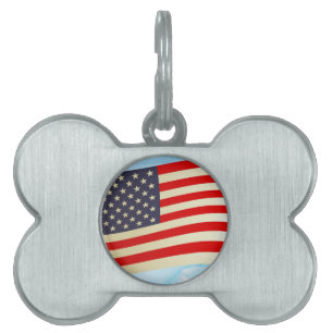 Placa Para Mascotas Bandera estadounidense tira rayas honra a las trop