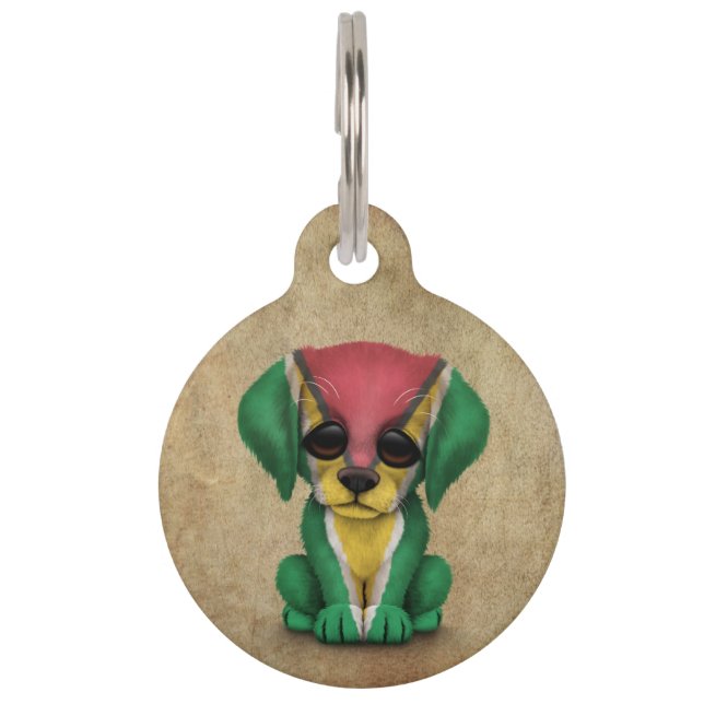 Placa Para Mascotas Bandera guyanesa patriótica suave perro picante, t (Anverso)