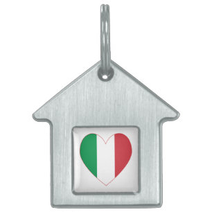 Placa Para Mascotas Bandera italiana con corazón