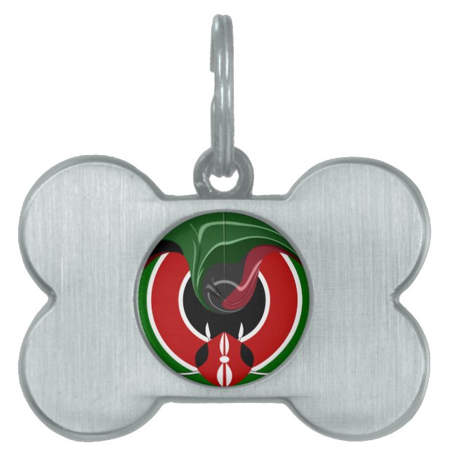 Placa Para Mascotas Bandera keniana fluida: Un diseño moderno (Frente)