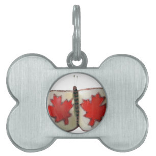 Placa Para Mascotas Bandera Nacional de Canadá: Hojas de mariposa con 