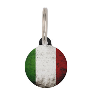 Placa Para Mascotas Bandera negra de Italia del Grunge