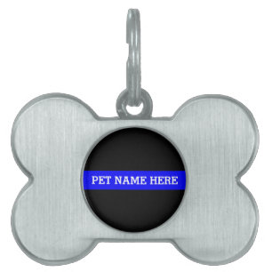 Placa Para Mascotas Bandera norteamericana delgada de la línea azul pe