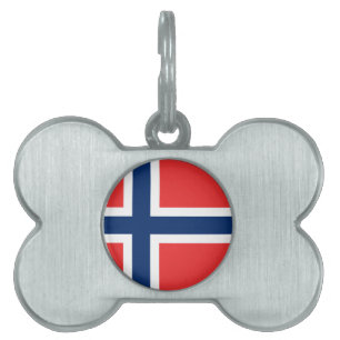 Placa Para Mascotas Bandera noruega en blanco