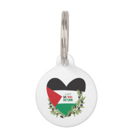 Placa Para Mascotas Bandera palestina y ramas de olivo