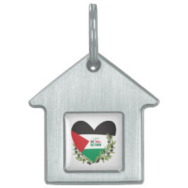 Placa Para Mascotas Bandera palestina y ramas de olivo