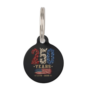 Placa Para Mascotas Bandera Patriótica del Águila Americana 250 Años