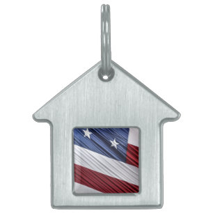 Placa Para Mascotas Bandera Patriótica Estadounidense Roja, Blanca y A