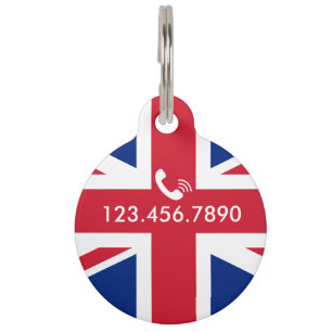 Placa Para Mascotas Bandera personalizada del Reino Unido