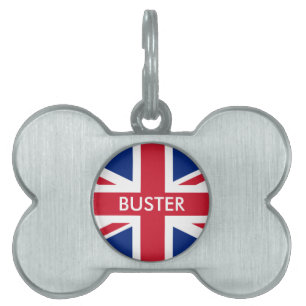 Placa Para Mascotas Bandera personalizada del Reino Unido