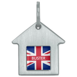 Placa Para Mascotas Bandera personalizada del Reino Unido