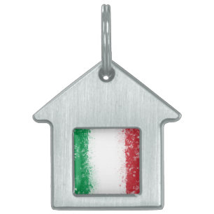Placa Para Mascotas Bandera pintada de Italia con una mancha grunge