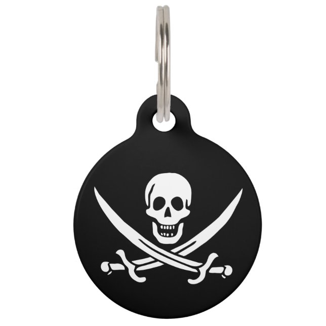 Placa Para Mascotas Bandera Pirata (Anverso)