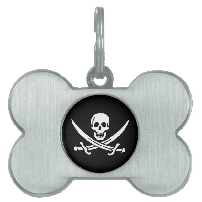Placa Para Mascotas Bandera pirata jolly roger (Frente)