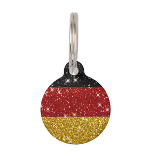 Placa Para Mascotas Bandera purpurinas de Alemania con las chispas