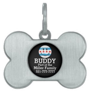 Placa Para Mascotas Bandera sonriente de Chicago