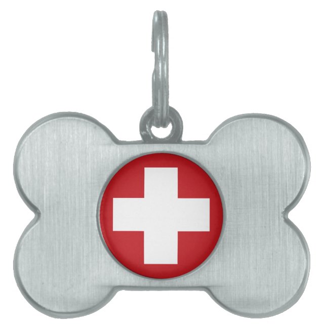 Placa Para Mascotas Bandera suiza (Frente)