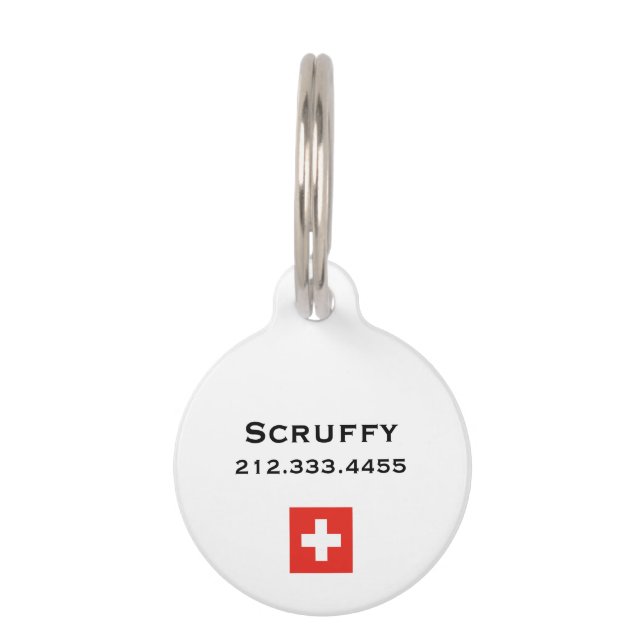 Placa Para Mascotas Bandera suiza (Reverso)