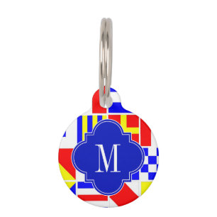 Placa Para Mascotas Banderas de señalización náuticas Monograma real d