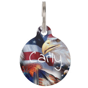 Placa Para Mascotas banderas y Eagles