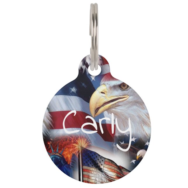 Placa Para Mascotas banderas y Eagles (Anverso)