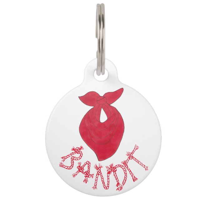 Placa Para Mascotas BANDIT Dog Red Bandana Kerchief Neckerchief (Anverso)