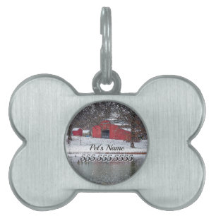 Placa Para Mascotas Bar rojo en etiqueta de identificación de mascotas