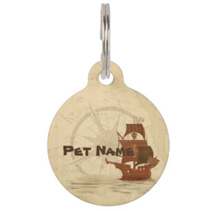 Placa Para Mascotas Barco de misterio pirata