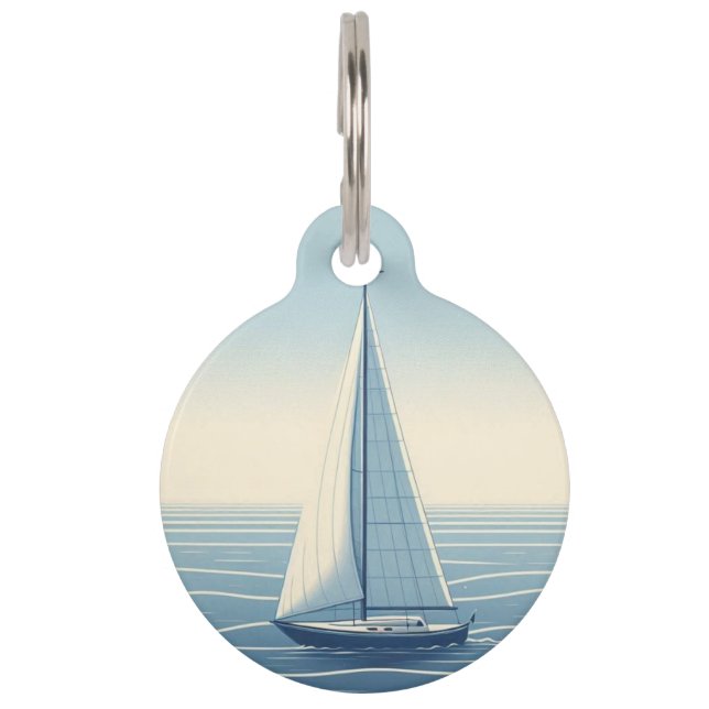 Placa Para Mascotas Barco de vela en alta mar (Anverso)