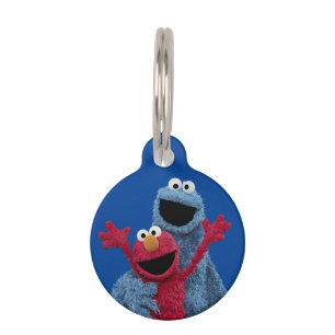 Placa Para Mascotas Barrio Sésamo   Monstruo Elmo y Cookie