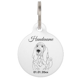 Placa Para Mascotas Basset Hound Minimalist Line Art Personalized Tag