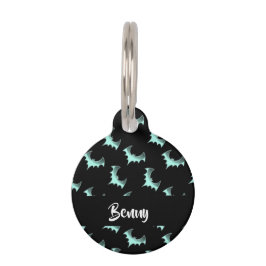 Placa Para Mascotas Bates azules de nombre personalizado