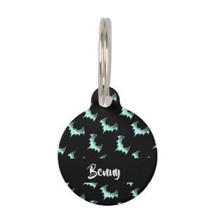 Placa Para Mascotas Bates azules de nombre personalizado