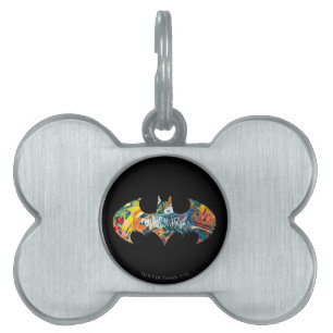 Placa Para Mascotas Batman Logo Neon/80s Graffiti