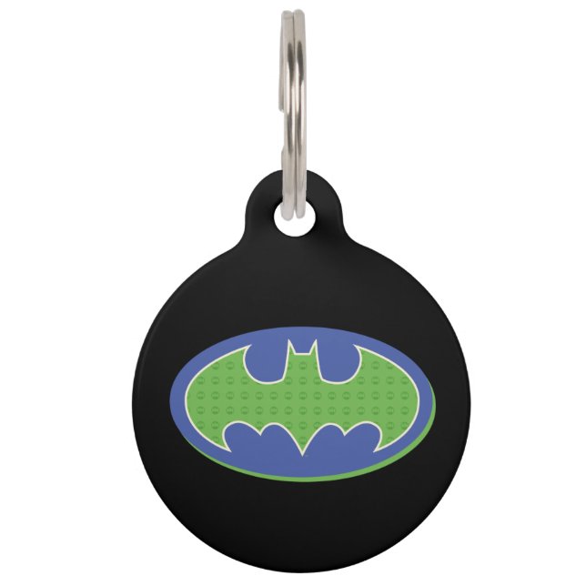 Placa Para Mascotas Batman | Símbolo morado y verde (Anverso)