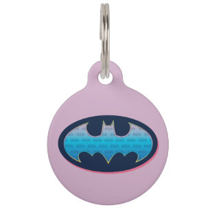 Placa Para Mascotas Batman Símbolo rosa y azul