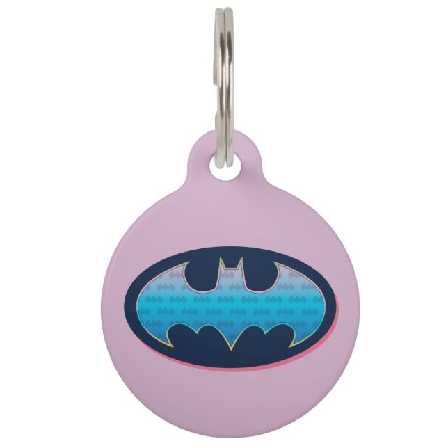 Placa Para Mascotas Batman | Símbolo rosa y azul (Anverso)