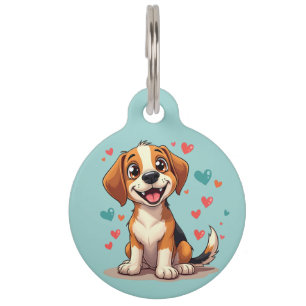 Placa Para Mascotas Beagle de Kawaii con perro lúgubre