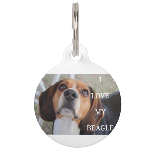 Placa Para Mascotas beagle love w pic rojo negro blanco (Anverso)